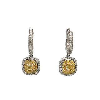 Yellow Diamond & White Diamond Earrings