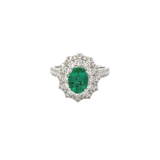 Emerald & Diamond Oval Cut Ringdent