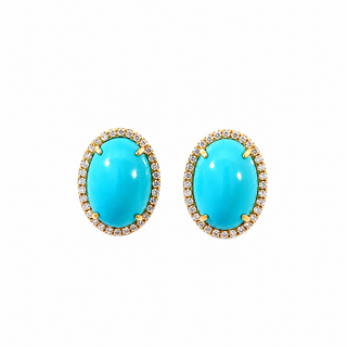 Turquoise & Diamond Halo Earrings