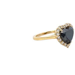 Black Diamond Heart Halo Ring