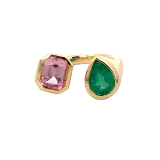 Emerald & Tourmaline Open Ring