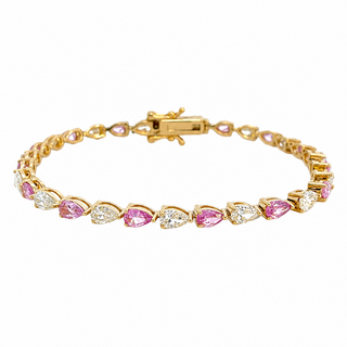 Pear Shaped Pink Sapphire & Diamond Bracelet