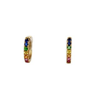 Sapphire Rainbown Mini Hoops