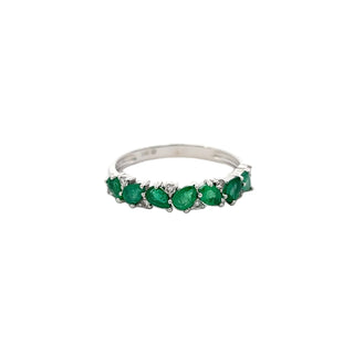 Emerald And Diamond Half Band Ring