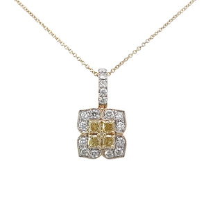 Yellow & White Diamond Clover Necklace