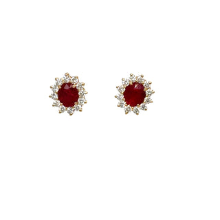 Ruby &  Diamond Halo Earrings