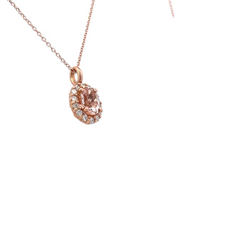 Morganite & Diamond Halo Necklace