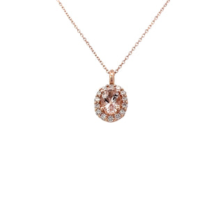 Morganite & Diamond Halo Necklace