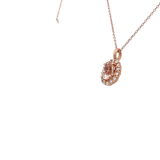 Morganite & Diamond Halo Necklace