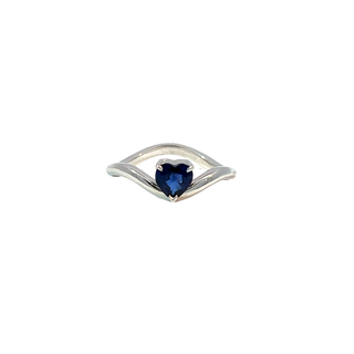 Sapphire Heart Pinky Ring