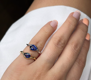 Sapphire Pear Pinky Ring