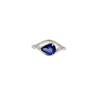 Sapphire Pear Pinky Ring