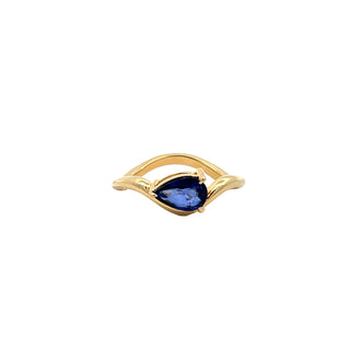 Sapphire Pear Pinky Ring