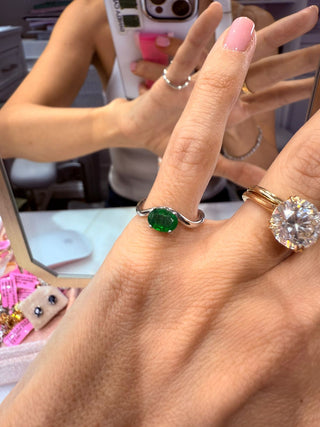 Emerald Oval Pinky Ring