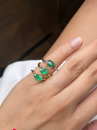Emerald Oval Pinky Ring