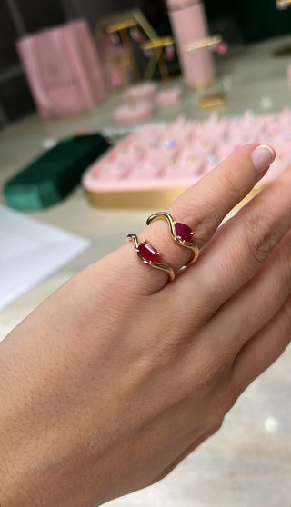 Ruby Pear Pinky Ring