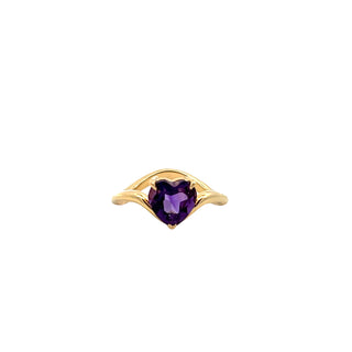 Amethyst Heart Cut Pinky Ring