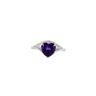Amethyst Heart Cut Pinky Ring