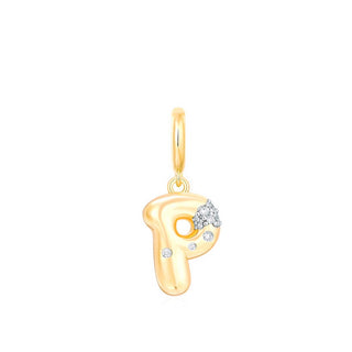 Bubble Letter Charm 14k