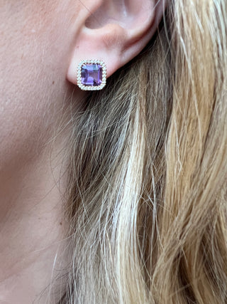 Purple halo amethyst Earrings