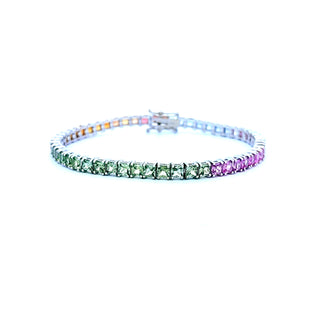 Rainbow Princess cut Tennis Bracelet