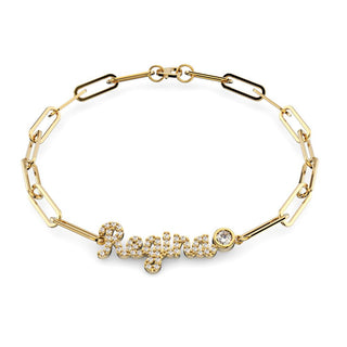 Diamond Name & Clip Chain Bracelet
