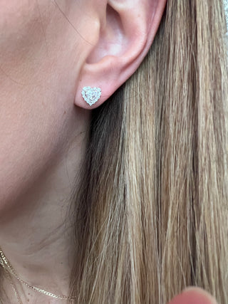 Diamond Heart Halo Earrings